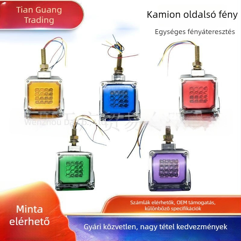 LED kettős oldalú négyzet alakú teherautó világítás – hátsó, oldalsó, féklámpa, ABS 12-24V IP67