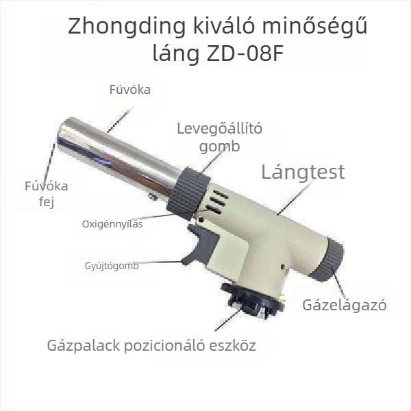 Patronos gáz lángolófej barbecue gyújtáshoz és hegesztéshez – rézötvözet test