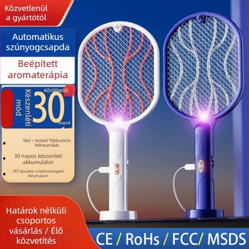 Kettő az egyben: elektromos szúnyogirtó és csapda lámpa, USB töltés, LED világítás, 21–30 m² lefedettség, Ni-Zn háló