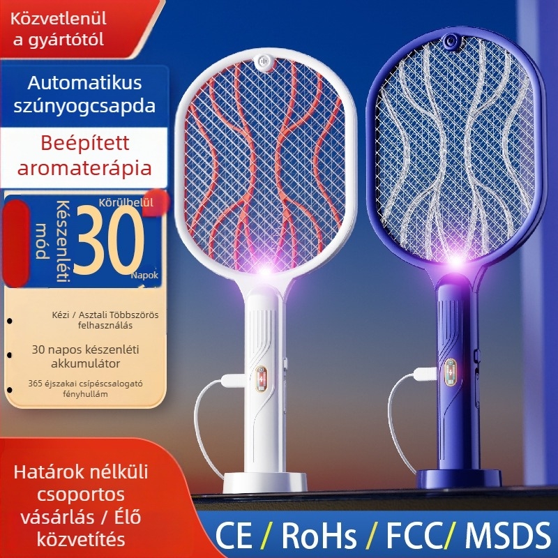 Kettő az egyben: elektromos szúnyogirtó és csapda lámpa, USB töltés, LED világítás, 21–30 m² lefedettség, Ni-Zn háló