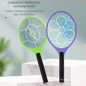 Elektromos szúnyogcsapó beépített 500 mAh-s akkumulátorral, háromrétegű háló, közvetlen töltés, LED világítás, hatótávolság 11–20 m²