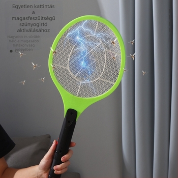 Elektromos szúnyogcsapó beépített 500 mAh-s akkumulátorral, háromrétegű háló, közvetlen töltés, LED világítás, hatótávolság 11–20 m²