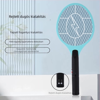Elektromos szúnyogcsapó beépített 500 mAh-s akkumulátorral, háromrétegű háló, közvetlen töltés, LED világítás, hatótávolság 11–20 m²