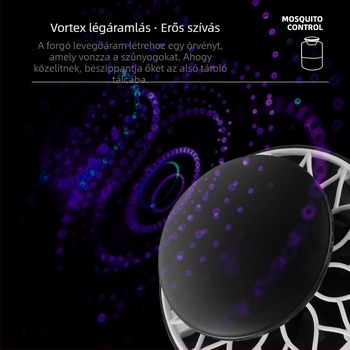 Fotokatalizált szúnyogirtó lámpa, USB, beltéri és kültéri használat, LED világítás, 10 m²-es hatótávolság