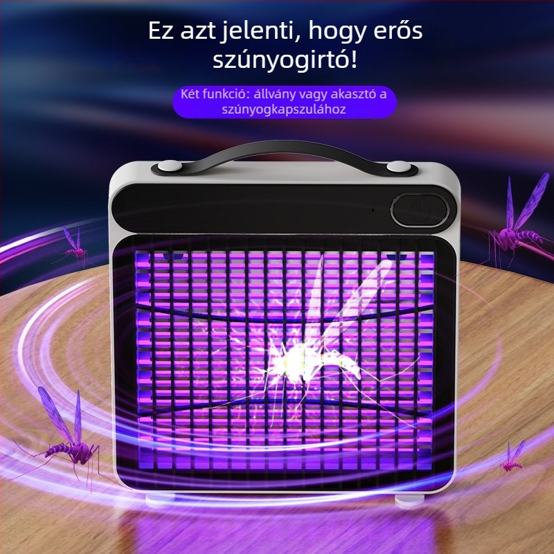 Áramütéses szúnyogirtó lámpa, USB-töltő, falra szerelhető, fotokatalitikus csali, 10 m²-es lefedettség