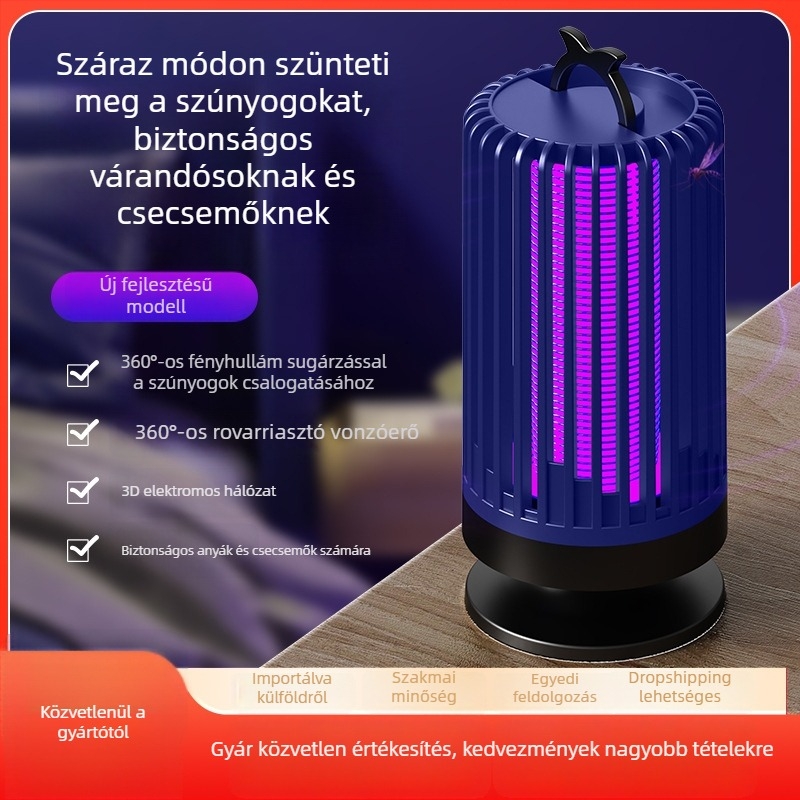 Wear heart Otthoni használatra szánt szúnyogirtó lámpa – UV lámpa, 11–20 m² lefedettség, PP burkolat, méretek 11,1×11,1×21,5 cm, közvetlen csatlakozás