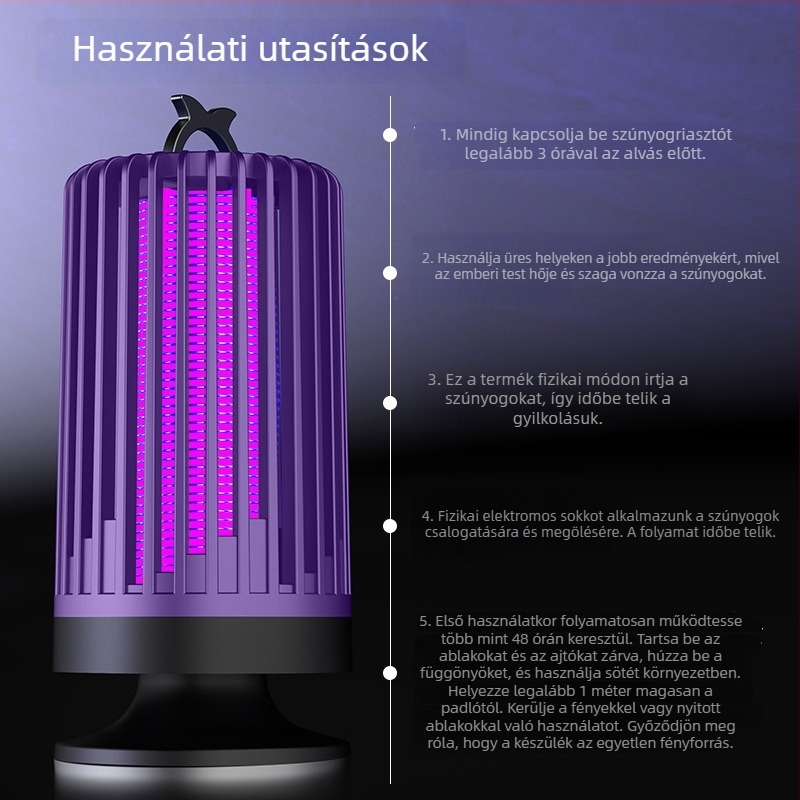 Wear heart Otthoni használatra szánt szúnyogirtó lámpa – UV lámpa, 11–20 m² lefedettség, PP burkolat, méretek 11,1×11,1×21,5 cm, közvetlen csatlakozás