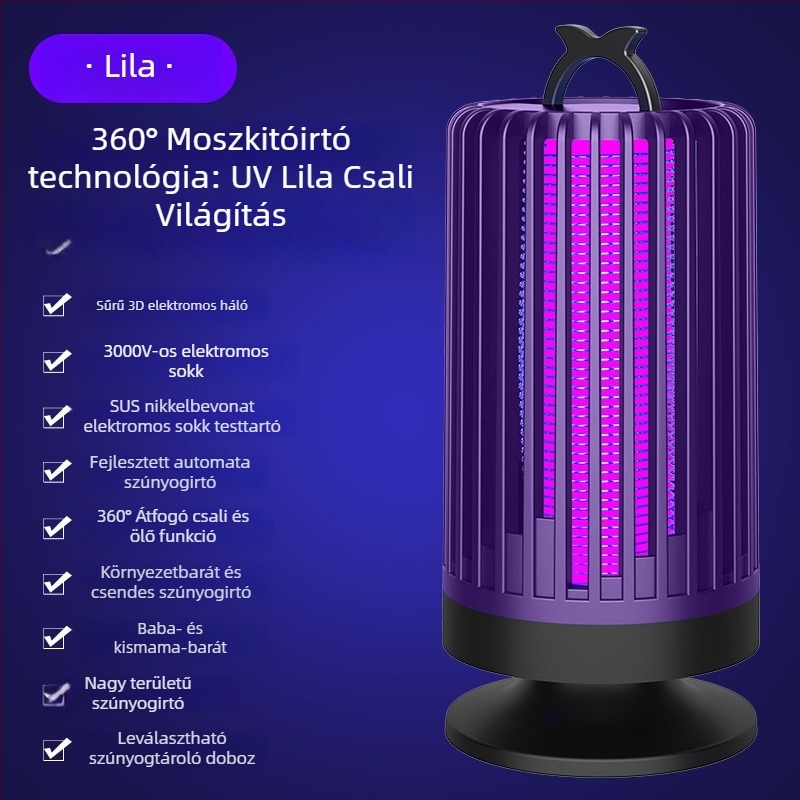 Wear heart Otthoni használatra szánt szúnyogirtó lámpa – UV lámpa, 11–20 m² lefedettség, PP burkolat, méretek 11,1×11,1×21,5 cm, közvetlen csatlakozás