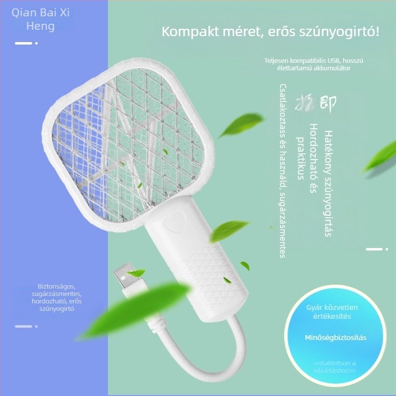 2 az 1-ben USB elektromos szúnyogcsapó és lámpa otthonra, LED világítás, háló nikkel-zink-vas, ABS ház, 21–30 m²-hez