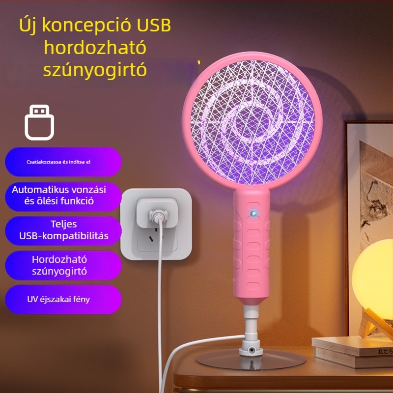 Elektromos szúnyogcsapó UV-lámpával, 360°-os forgással, alumínium hálóval, nem mérgező, szabályozható sebesség