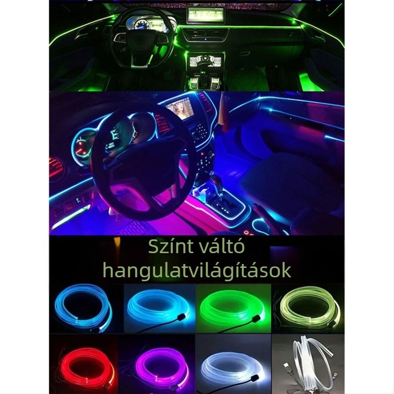 USB-tápellátású autó belső hangulatvilágítási csík LED-es világítással, lélegző gradiensekkel