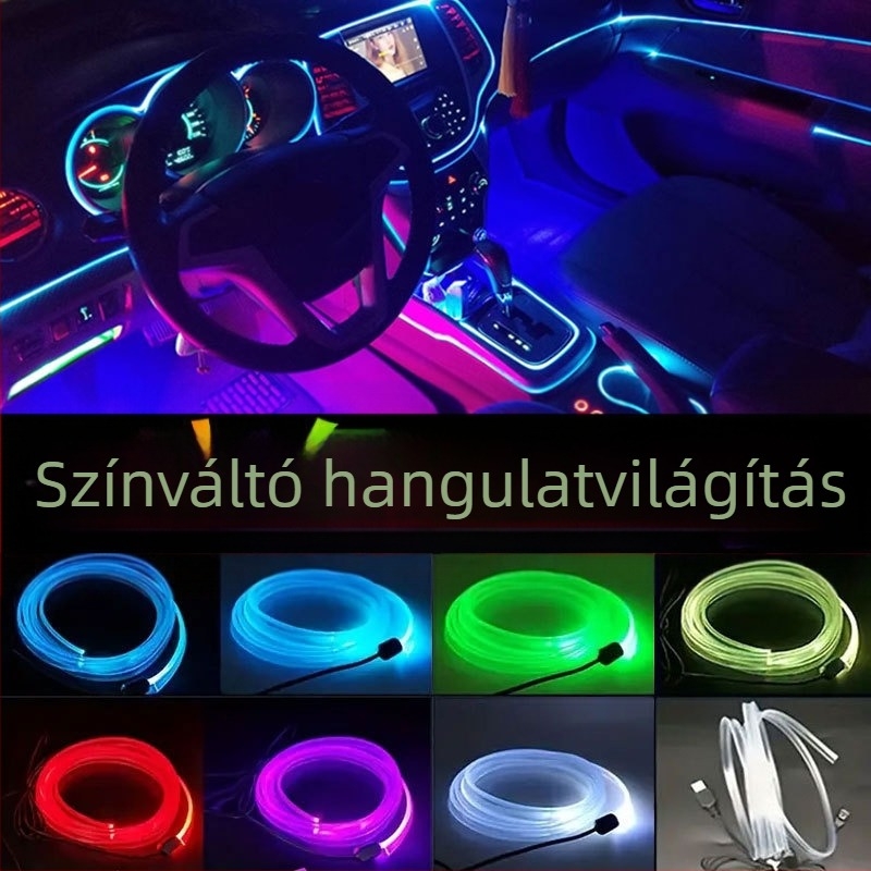 USB-tápellátású autó belső hangulatvilágítási csík LED-es világítással, lélegző gradiensekkel
