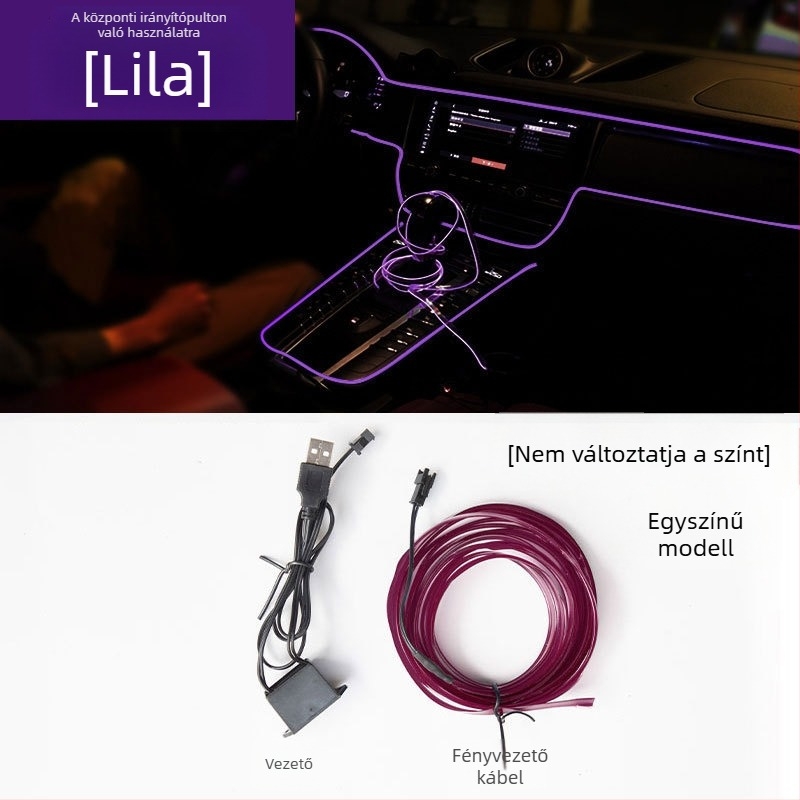 USB-tápellátású autó belső hangulatvilágítási csík LED-es világítással, lélegző gradiensekkel
