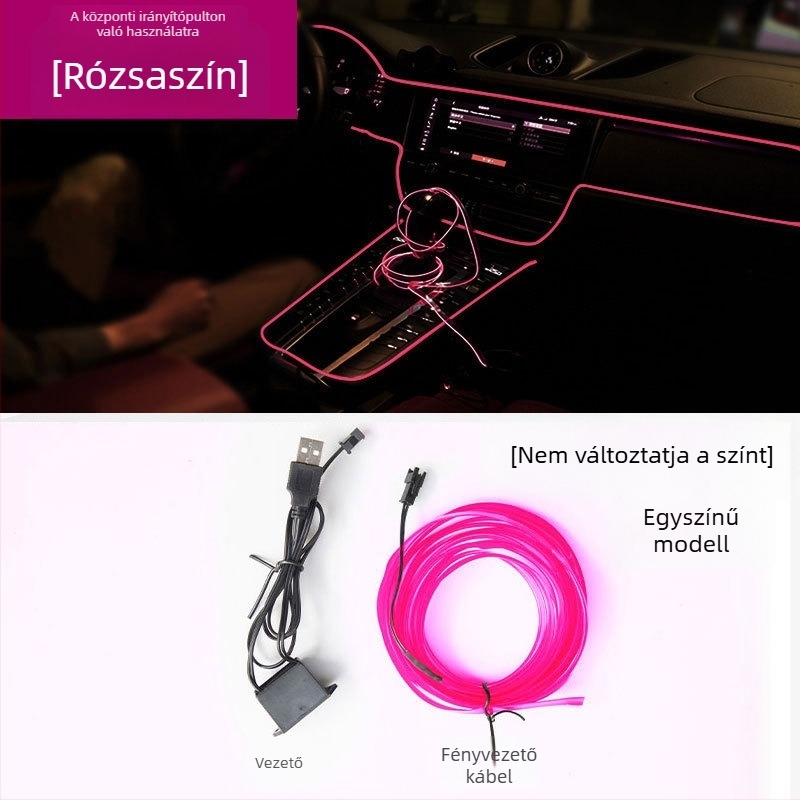 USB-tápellátású autó belső hangulatvilágítási csík LED-es világítással, lélegző gradiensekkel