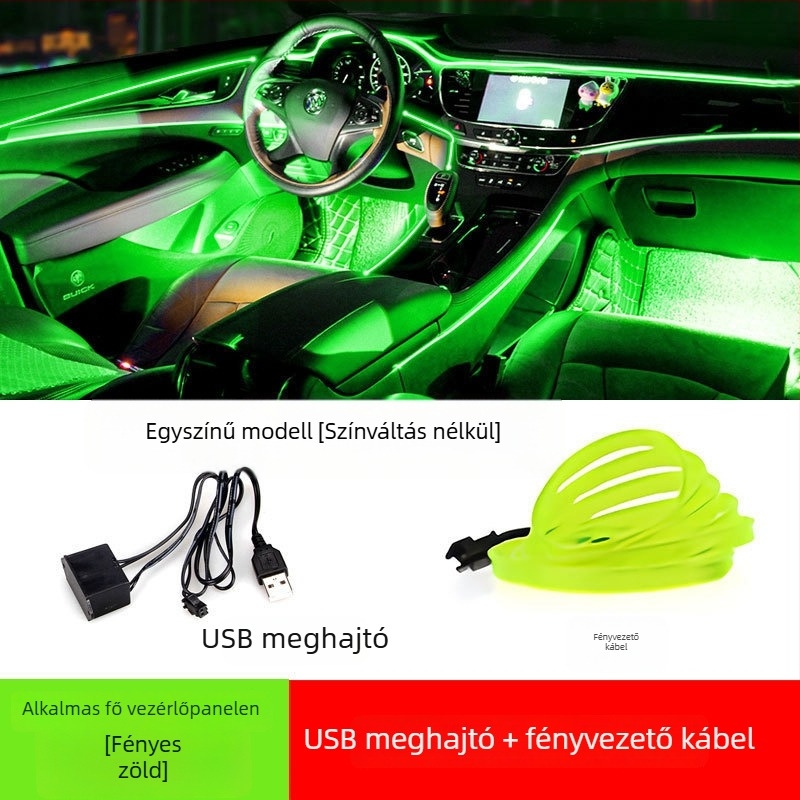 USB-tápellátású autó belső hangulatvilágítási csík LED-es világítással, lélegző gradiensekkel