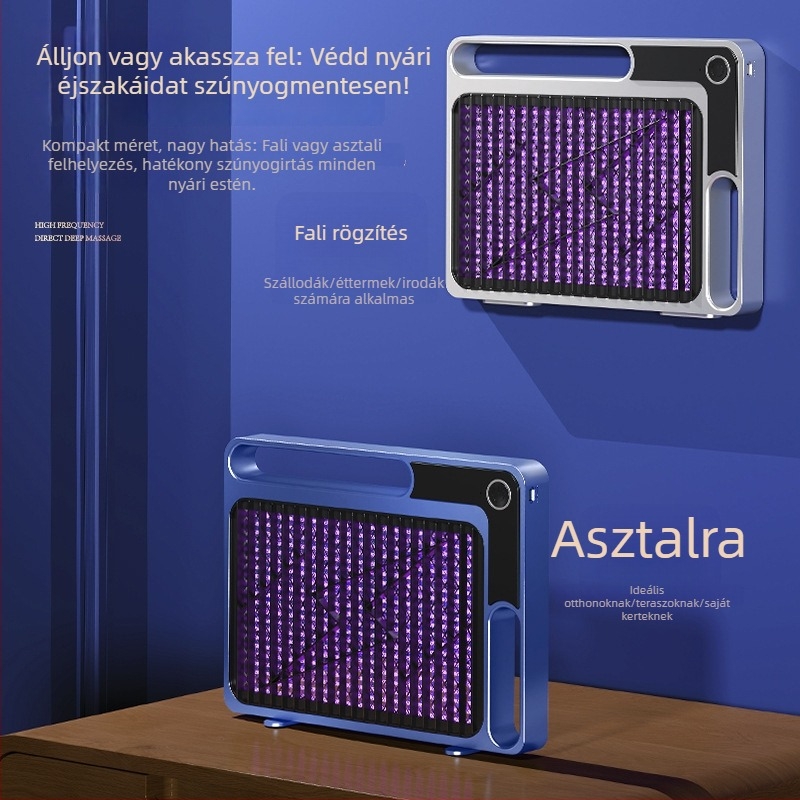 Elektrosokkos szúnyogirtó lámpa UV-fénnyel, 10 m²-es területhez, beépített 1600 mAh-s akkumulátor, USB töltés