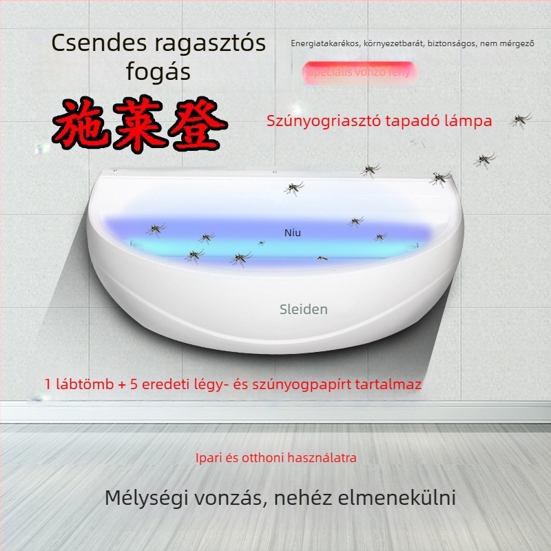 Ragasztó szúnyogriasztó lámpa, falra szerelhető, V18 modell, 61 m²-es lefedettség, 0–180°-os forgás, ventilátoros szúnyogirtás