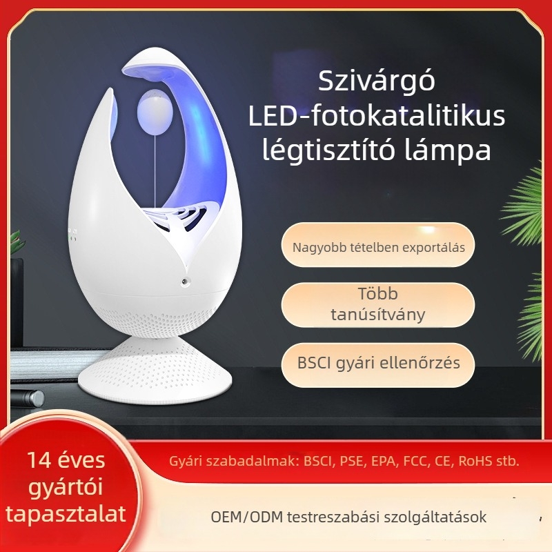 LED fotokatalizátoros szúnyogriasztó lámpa, szívó üzemmód, USB-tápellátás, 11–20 m² lefedettség