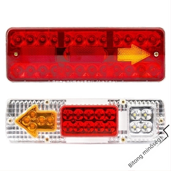 Elektromos háromkerekű hátsó lámpa féklámpával, LED irányjelzővel és menetfénnyel, 12–60V