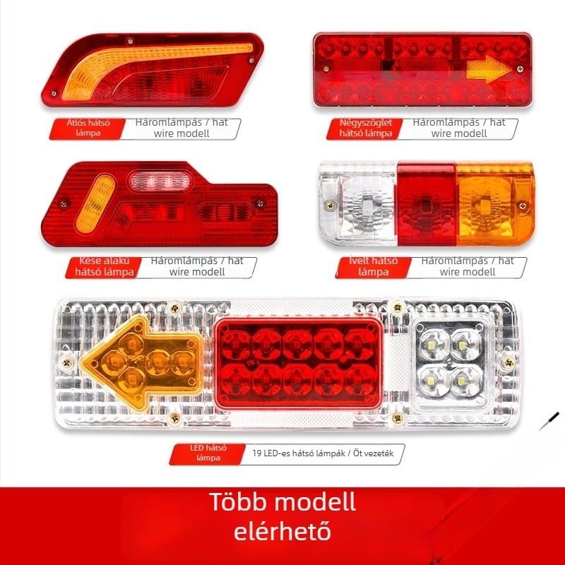 Elektromos háromkerekű hátsó lámpa féklámpával, LED irányjelzővel és menetfénnyel, 12–60V