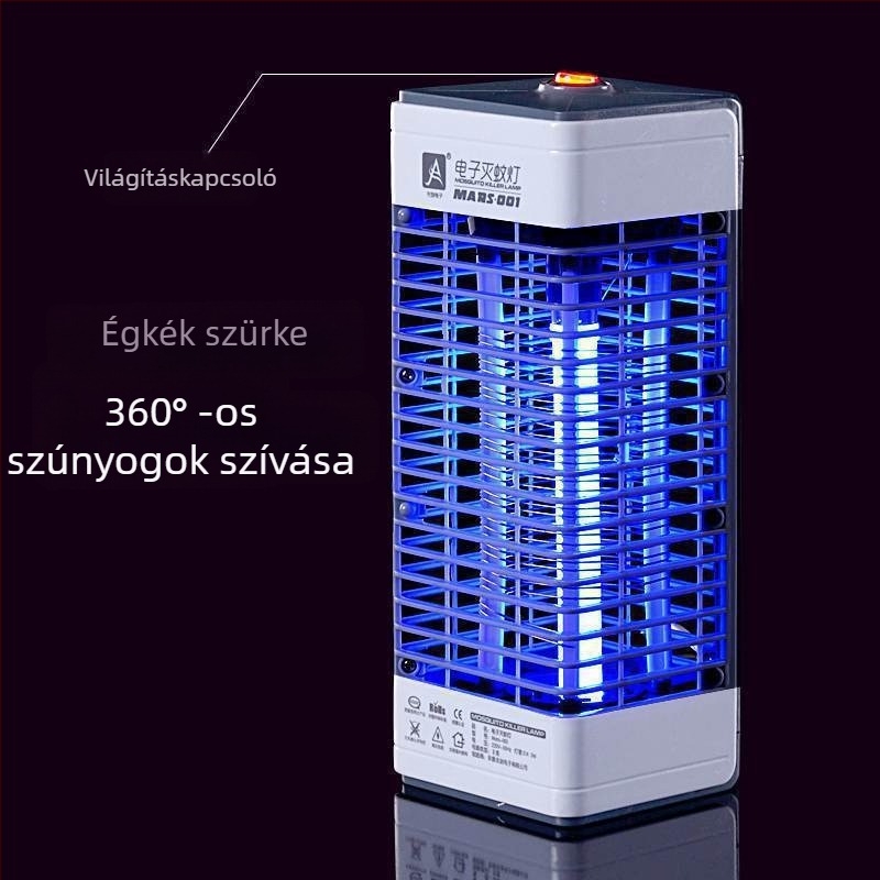 Otthoni szúnyogölő lámpa — falra szerelhető, fotokatalitikus belső egység, elektromos sokk, 220V, MARS-001