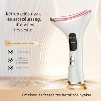 EMS mikroáramú nyaki szépségkészülék – liftelés és feszesítés, rezgő masszírozó, fűtés állandó hőmérsékleten, modell M5 nyakra és arcra