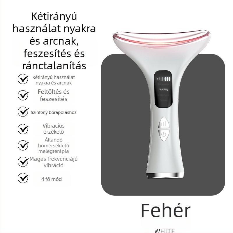 EMS mikroáramú nyaki szépségkészülék – liftelés és feszesítés, rezgő masszírozó, fűtés állandó hőmérsékleten, modell M5 nyakra és arcra