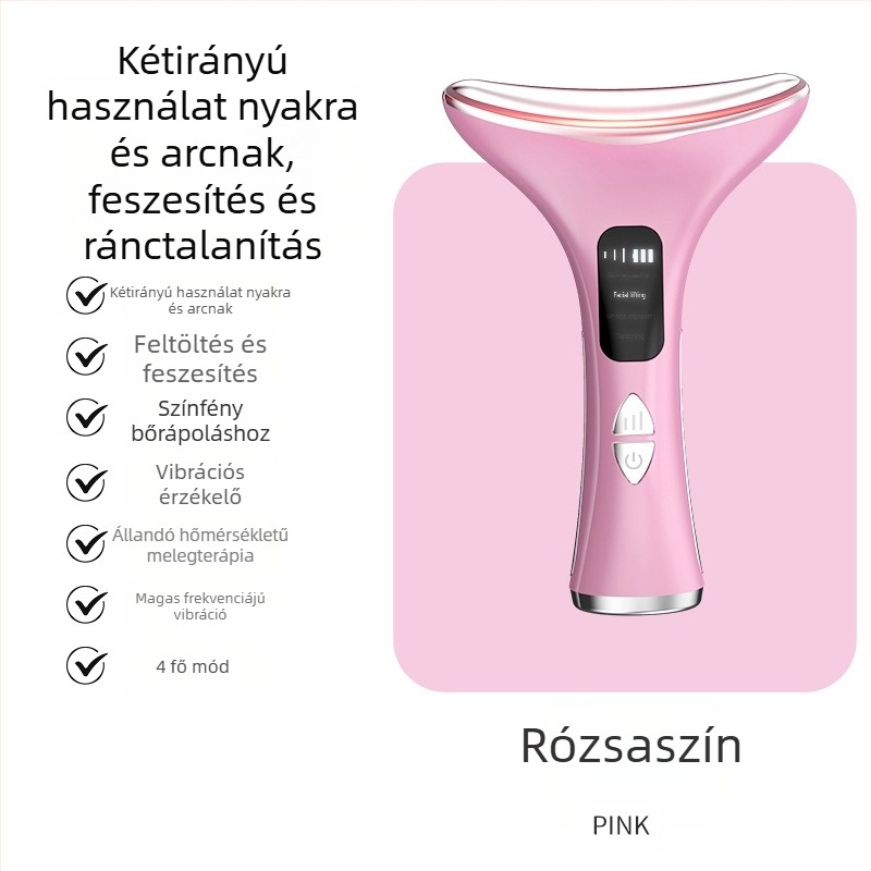 EMS mikroáramú nyaki szépségkészülék – liftelés és feszesítés, rezgő masszírozó, fűtés állandó hőmérsékleten, modell M5 nyakra és arcra