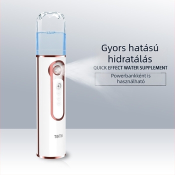 Kézben tartható hidratáló permetező arcához nano-hidrációval, USB-ről tölthető párásító, kompakt hordozható töltő