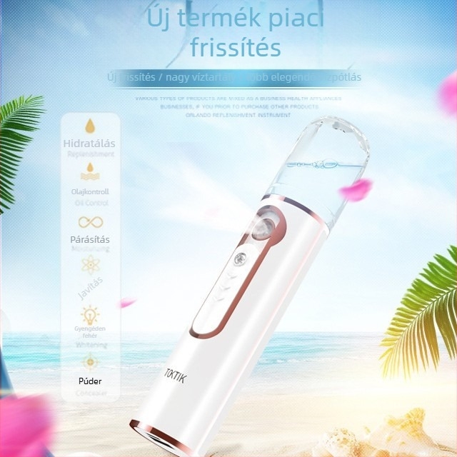 Kézben tartható hidratáló permetező arcához nano-hidrációval, USB-ről tölthető párásító, kompakt hordozható töltő