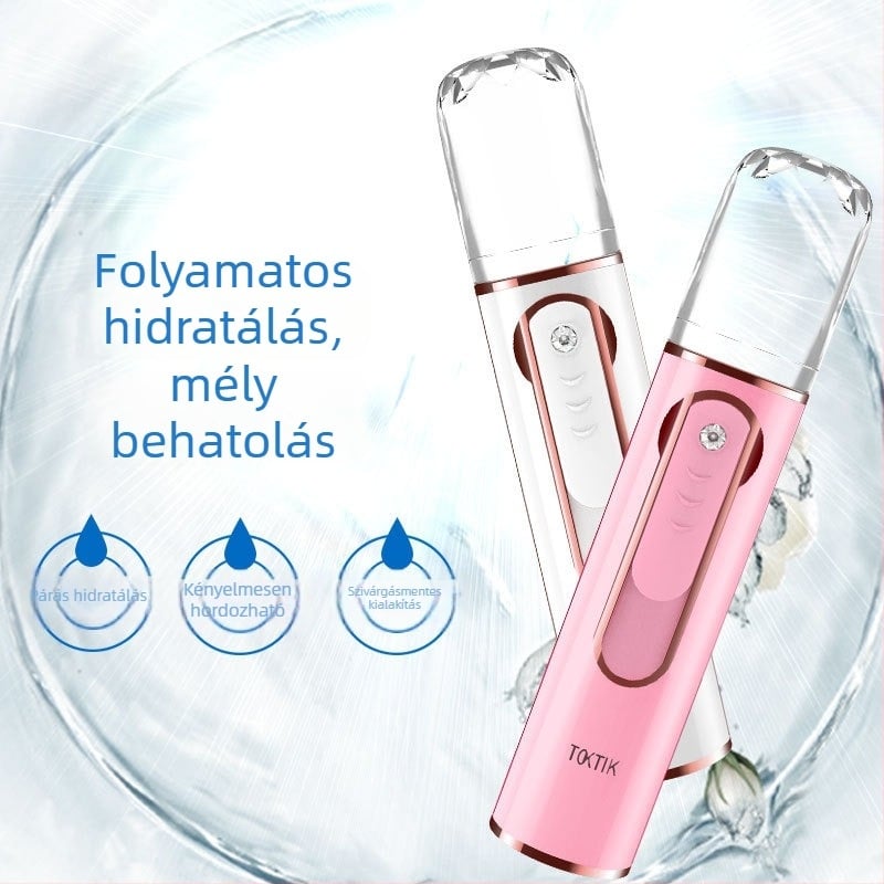 Kézben tartható hidratáló permetező arcához nano-hidrációval, USB-ről tölthető párásító, kompakt hordozható töltő