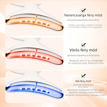 Nyakápoló készülék 816 – rezgő masszázs, fotókozmetikai funkció és szem mód; lifting és feszesítés; akkumulátor 3,7 V 500 mAh; töltési idő körülbelül 2 óra; súly 105 g