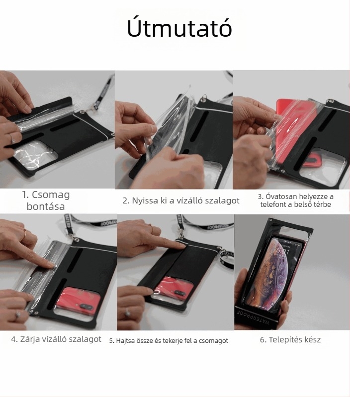 TPU vízálló telefon-táska, átlátszó, érintőképernyő használatra, úszáshoz és búvárkodáshoz, kapacitás 6.9