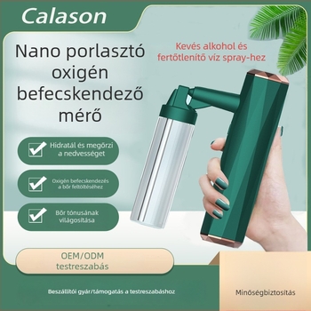 Kézben tartható oxigéninjekciós hidratáló arckezelő gőzölő — hordozható víz pótló készülék, IPX7 vízálló, beépített 300–500 mAh akkumulátor, CE/FCC/ROHS tanúsítvány