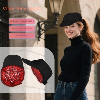 Hordozható LED vörös fény terápiás sapka otthoni használatra, 660 nm és 850 nm hullámhosszakkal, infravörös hajápoló készülék beépített akkumulátorral 300–500 mAh