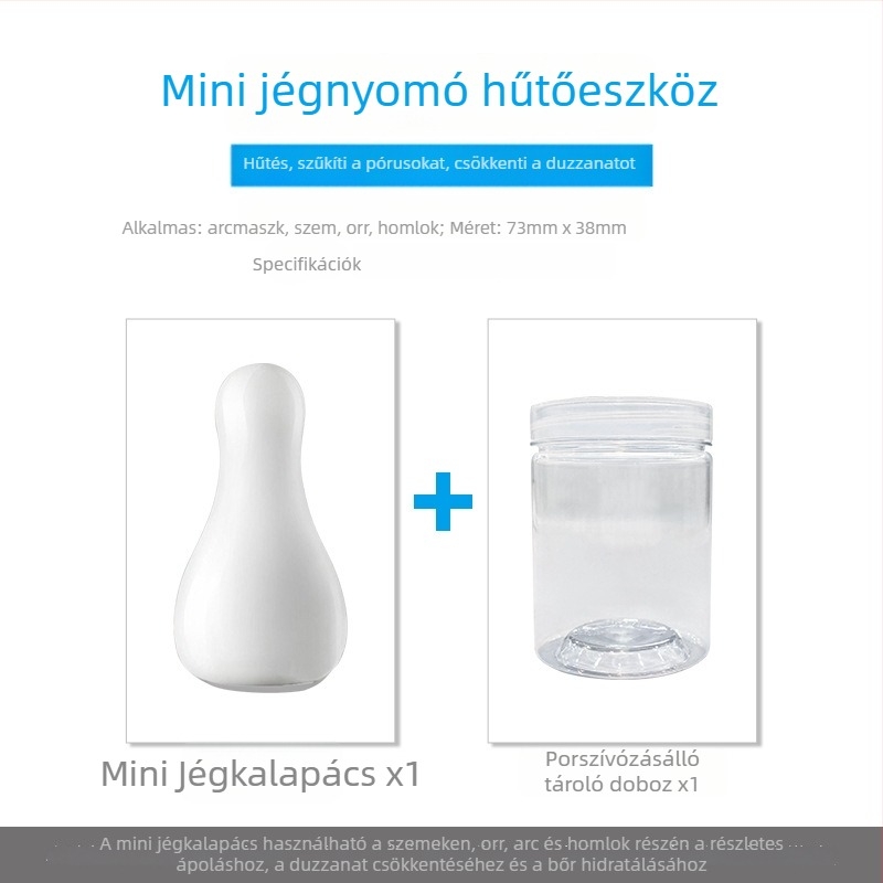 Hordozható arcra szánt jégkompressziós készülék, bőrmegújításra, IPX8 vízálló, beépített akkumulátor nélküli