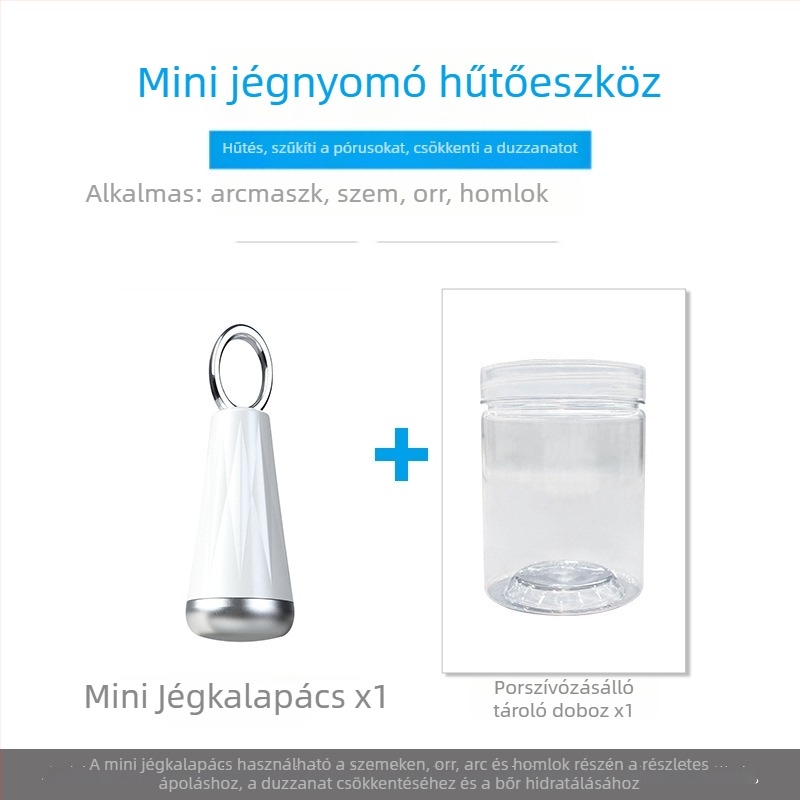 Hordozható arcra szánt jégkompressziós készülék, bőrmegújításra, IPX8 vízálló, beépített akkumulátor nélküli
