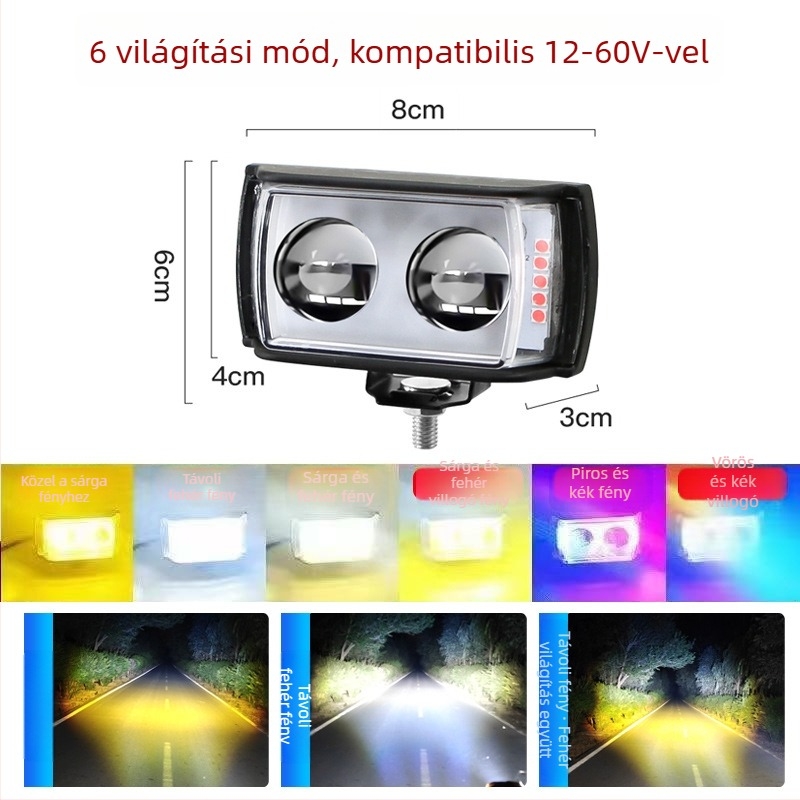 Háromoldalas LED spotlámpa autókhoz, teherautókhoz és mezőgazdasági járművekhez, 12–60V, 20W, vízálló