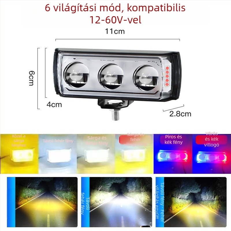 Háromoldalas LED spotlámpa autókhoz, teherautókhoz és mezőgazdasági járművekhez, 12–60V, 20W, vízálló