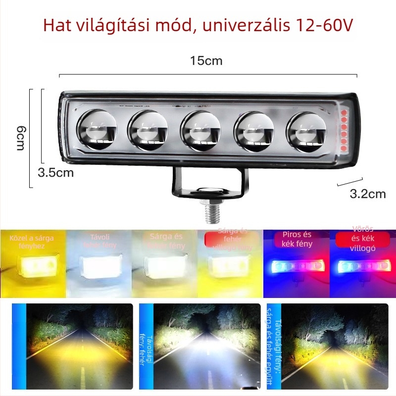 Háromoldalas LED spotlámpa autókhoz, teherautókhoz és mezőgazdasági járművekhez, 12–60V, 20W, vízálló
