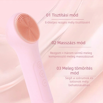 Újratölthető szilikon arc tisztító készülék ultrahangos masszázzsal, beépített 800–1000 mAh akkumulátor, IPX6 vízálló, hordozható
