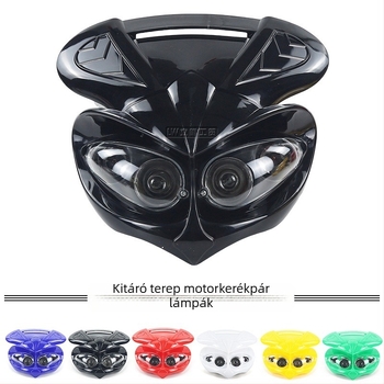 Off-road motorkerékpár LED első lámpa műanyag testtel és négy szemű lámpateste, 12V, 35W