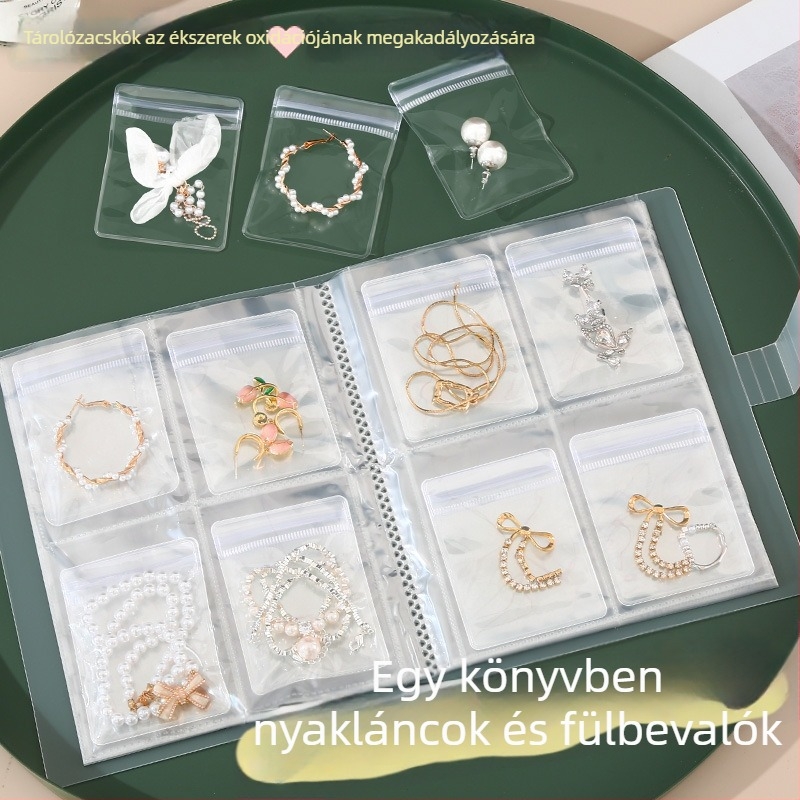 Ékszertároló doboz fülbevalók, gyűrűk és nyakláncok számára (PVC; többfunkciós, hordozható, porálló, oxidáció elleni védelem) asztali használat, 1 réteg, utazási tárolás