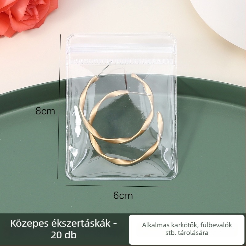 Ékszertároló doboz fülbevalók, gyűrűk és nyakláncok számára (PVC; többfunkciós, hordozható, porálló, oxidáció elleni védelem) asztali használat, 1 réteg, utazási tárolás