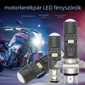 Motorkerékpár LED spotlámpa, lencse H4/BA20D/P15D, 15W, 1500LM, 12-80V, 1860LED fényforrás, repülőgép-alumínium ház