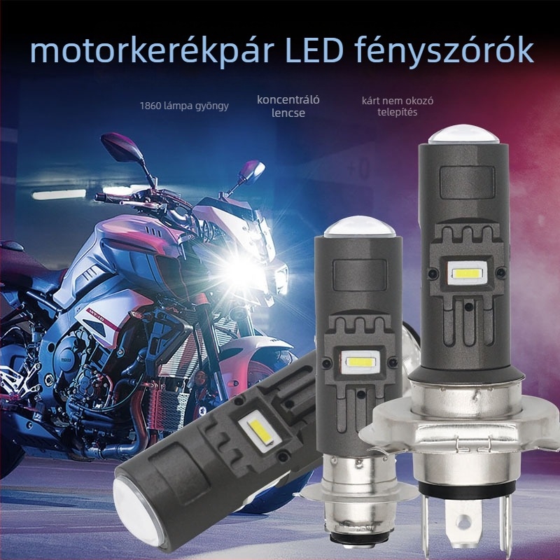 Motorkerékpár LED spotlámpa, lencse H4/BA20D/P15D, 15W, 1500LM, 12-80V, 1860LED fényforrás, repülőgép-alumínium ház