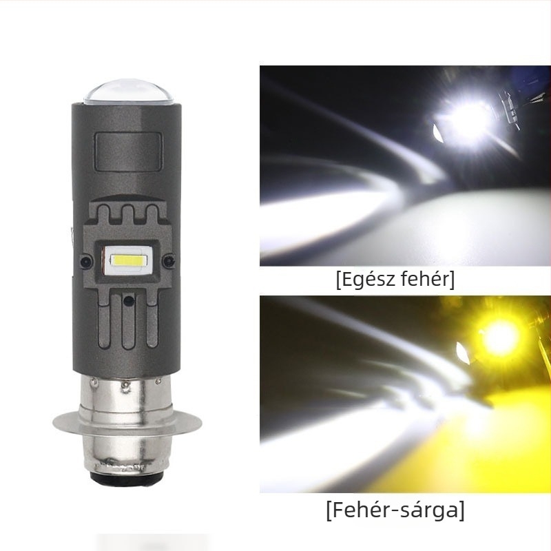 Motorkerékpár LED spotlámpa, lencse H4/BA20D/P15D, 15W, 1500LM, 12-80V, 1860LED fényforrás, repülőgép-alumínium ház