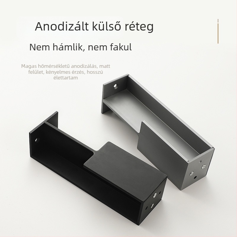 Zsebajtó fogantyú, alumíniumötvözet, kovácsolt, felületre szerelt, modern minimál stílusú szekrényajtókhoz