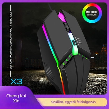 X3 vezetékes optikai gaming egér, USB, 1000 DPI, 4 gomb