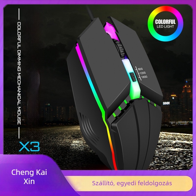 X3 vezetékes optikai gaming egér, USB, 1000 DPI, 4 gomb